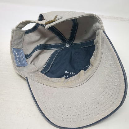 Life is good Blue Gray Baseball Cap One Size Distressed Patch Slideback Hat