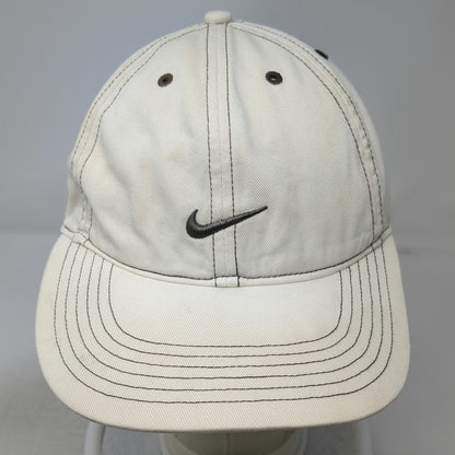 Nike Baseball Cap White Black Contrast Stitching Adjustable Strap Hat Vintage
