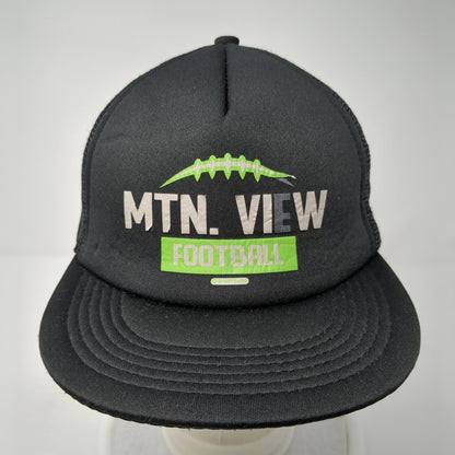 Mtn. View Football Snapback Trucker Hat Black OS Adjustable Mesh Back District
