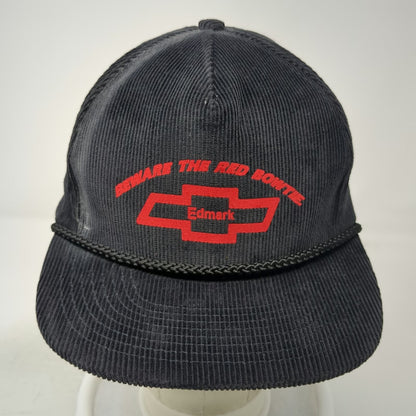 Nissin Trucker Black Hat One Size Chevrolet Red Bowtie Edmark Corduroy Strapback