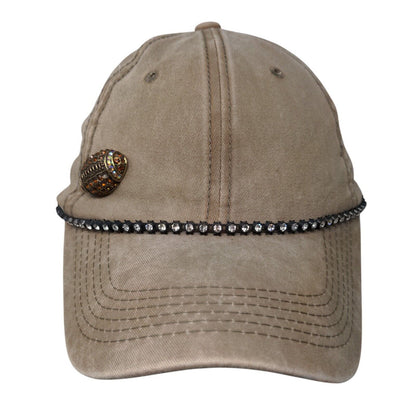 Unbranded Slideback Hat Tan One Size Adjustable Bling Rhinestone 6 Panel