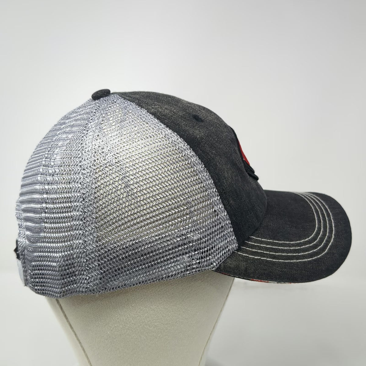 Colorbiotics Baseball Cap Black Mesh Back Gray Red White One Size Strapback Hat