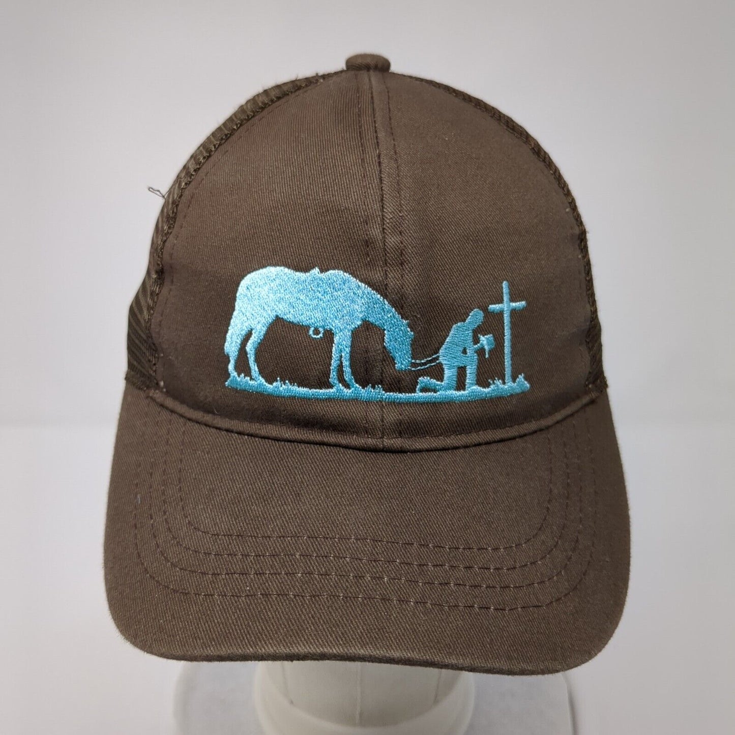 C.C Exclusives Trucker Hat Ponytail Brown One Size Cowboy Praying