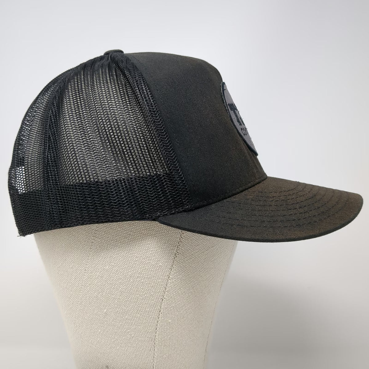 Yupoong Trucker Hat Black One Size T3 Contractors Bicep Logo Mesh Back Snapback