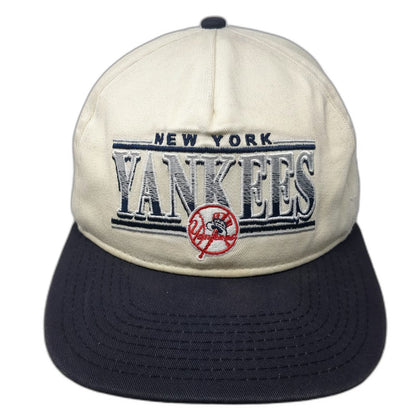 New York Yankees MLB New Era 5 Panel Hat Beige Blue One Size Snapback Cotton