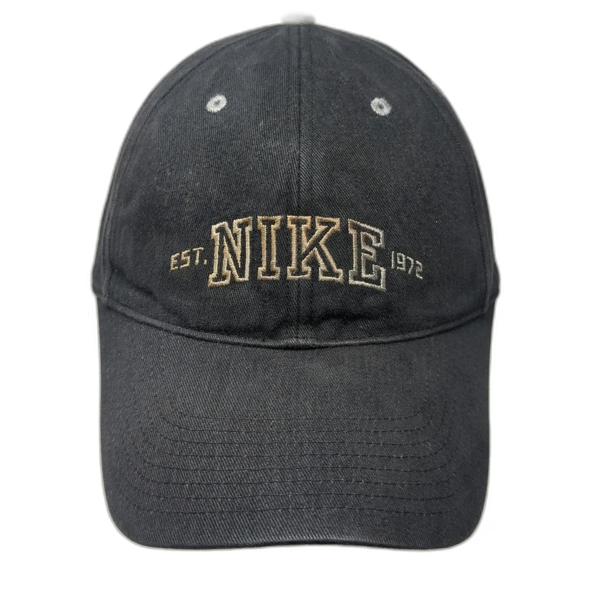 Nike Baseball Cap Black Strapback Embroidered 1972 Graphic Swoosh Hat Vintage