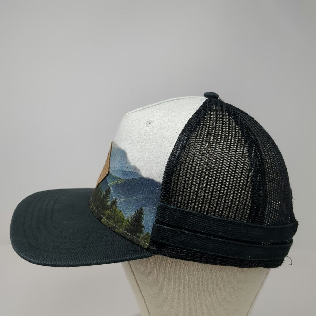 Art Class Trucker Hat Black White One Size Mountain Landscape Mesh Snapback