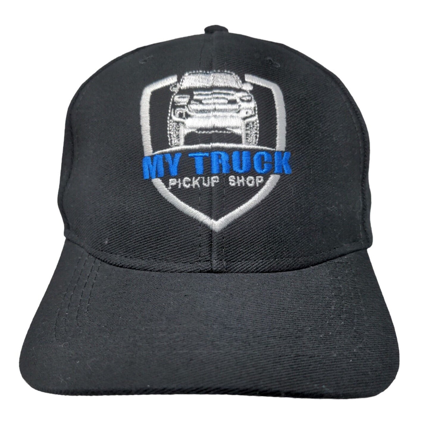 My Truck Pickup Shop Men's Slideback Hat Black Adjustable Embroidered Logo