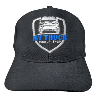 My Truck Pickup Shop Men's Slideback Hat Black Adjustable Embroidered Logo