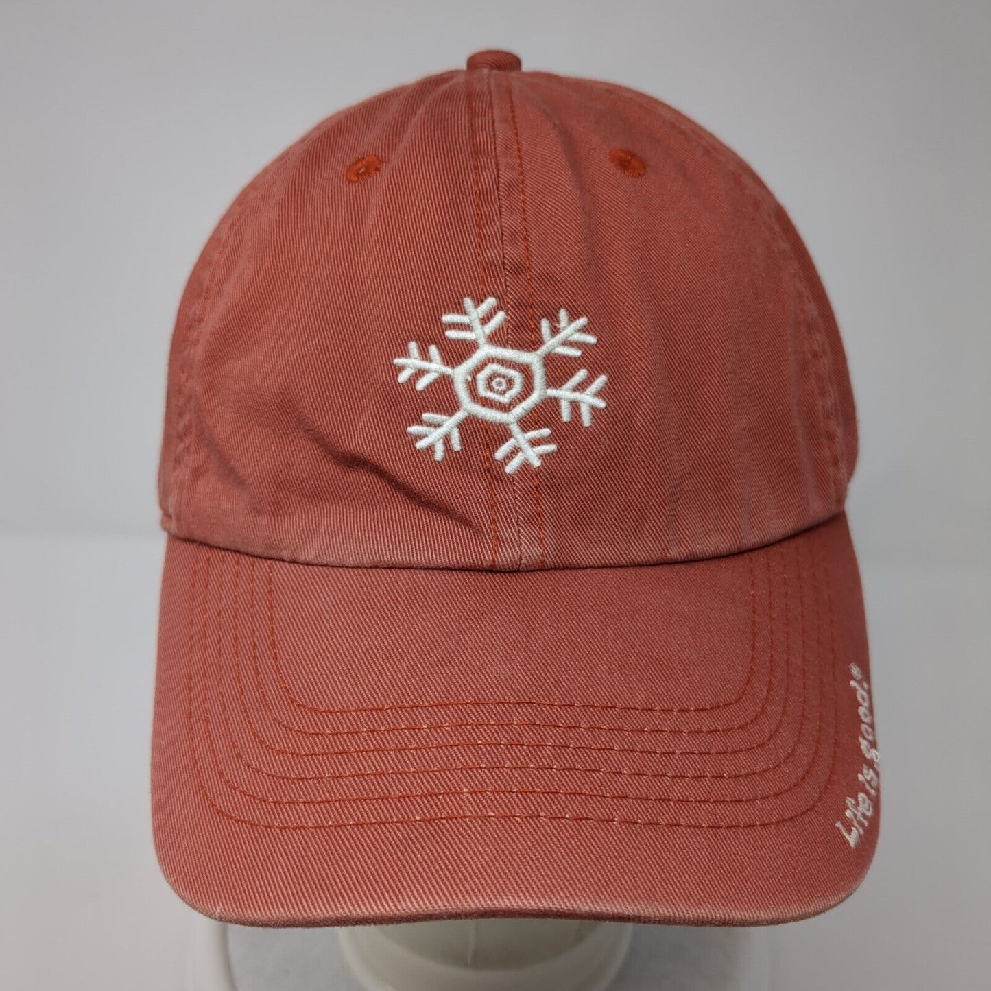 Life is Good Snowflake Slideback Hat Red One Size Adjustable Embroidered Cotton