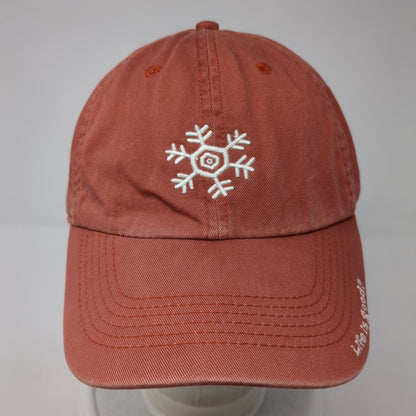 Life is Good Snowflake Slideback Hat Red One Size Adjustable Embroidered Cotton