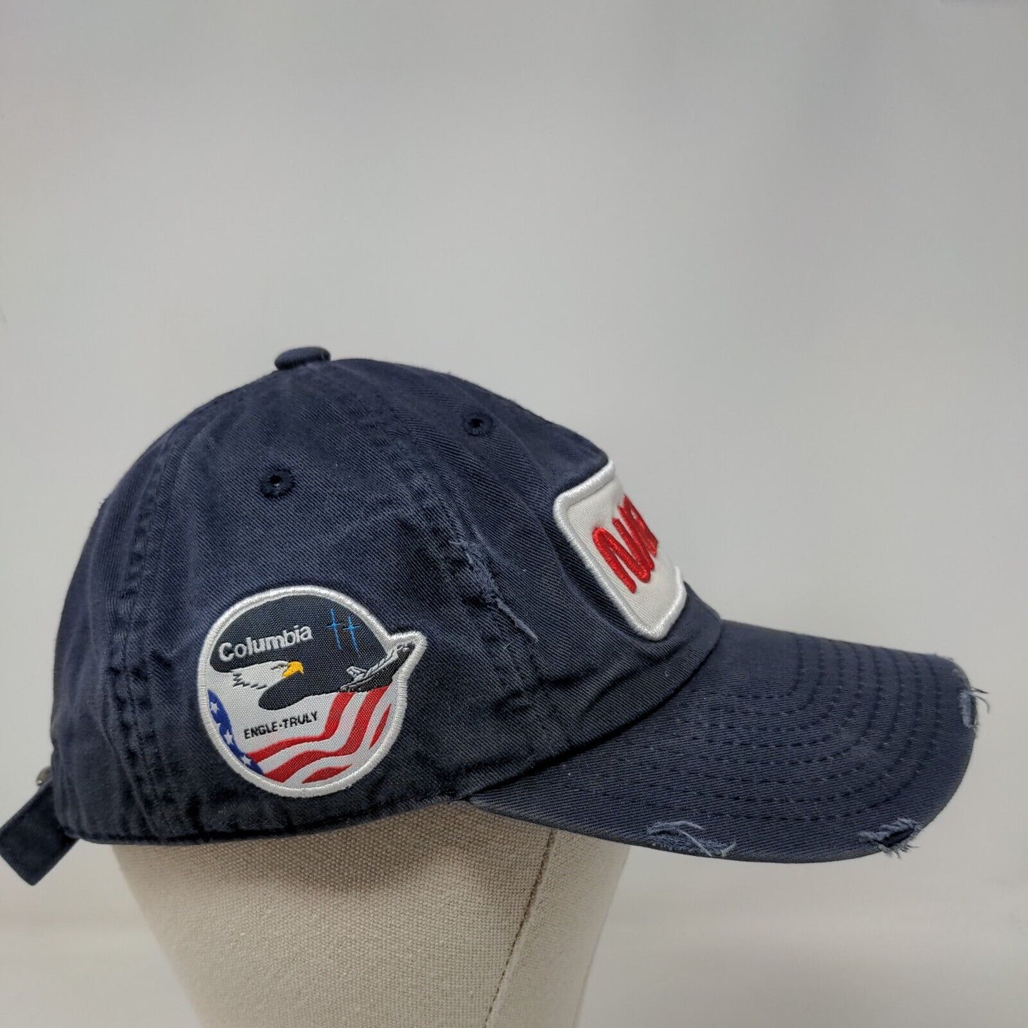 NASA Slideback Hat Blue One Size Adjustable Embroidered Distressed 6 Panel