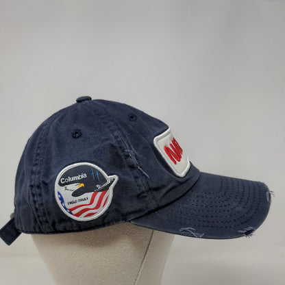 NASA Slideback Hat Blue One Size Adjustable Embroidered Distressed 6 Panel