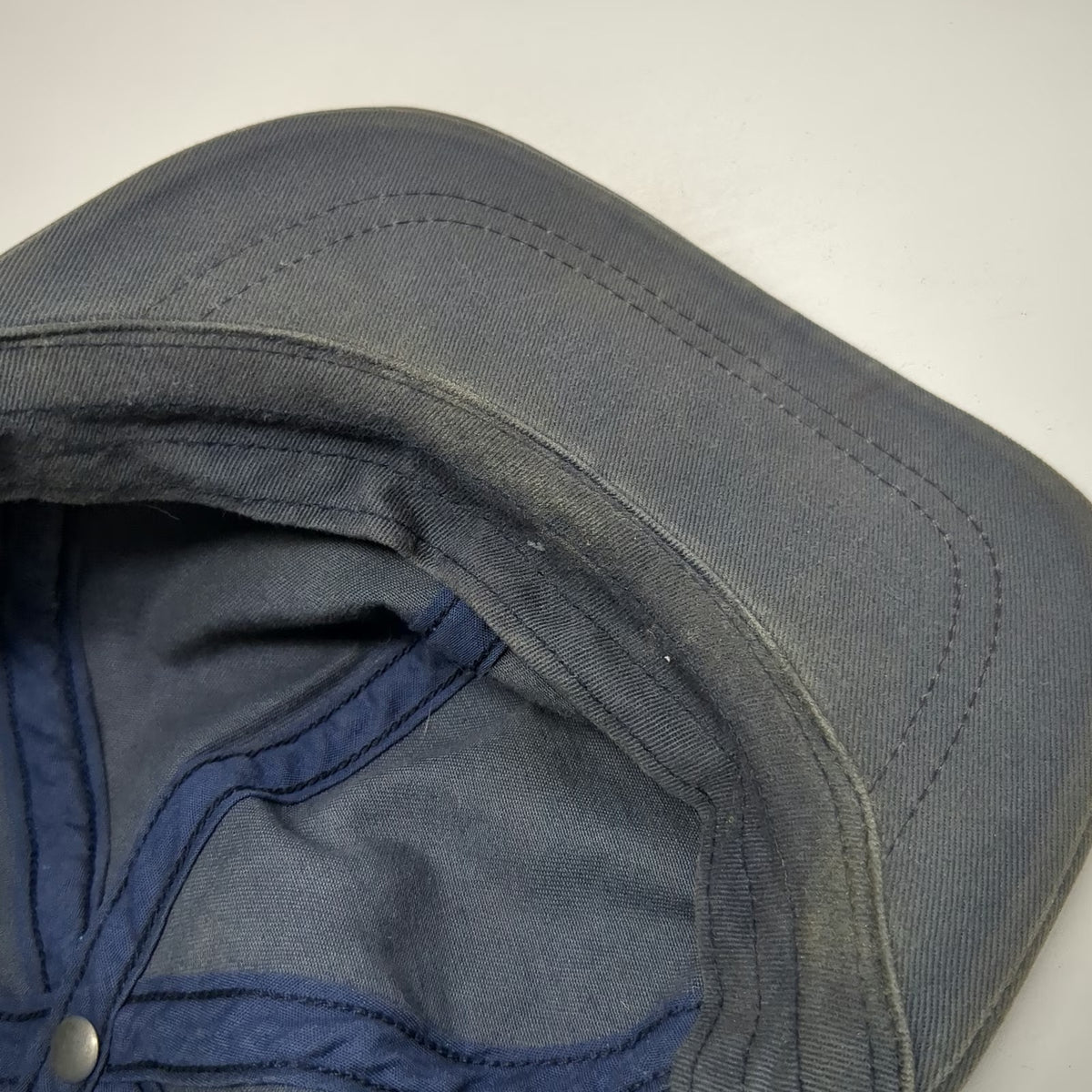 Eddie Bauer Baseball Cap Blue One Size Made USA Cotton Elastic Back Hat Vintage