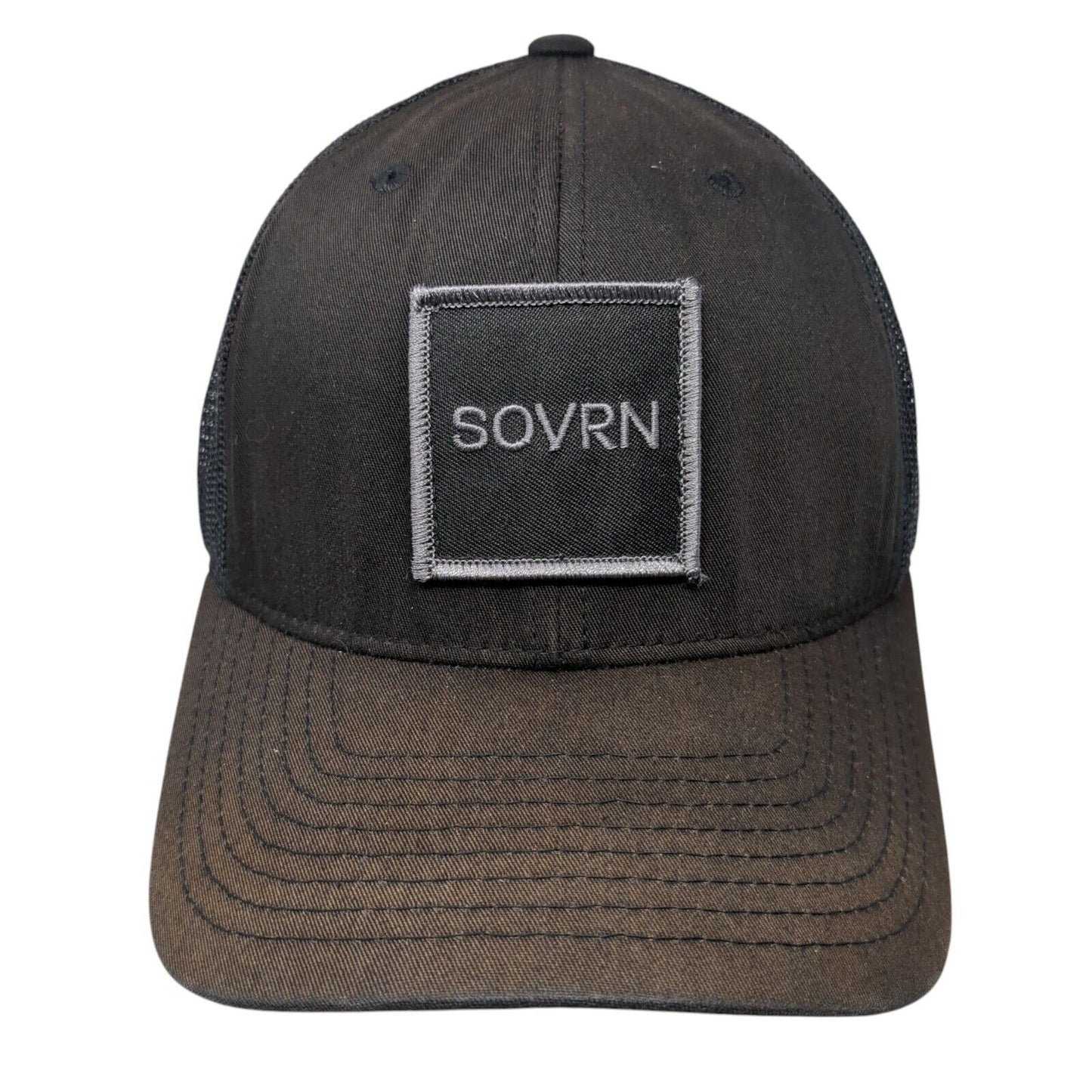 SOVRN Patch Snapback Trucker Hat Black One Size Mesh Back Adjustable