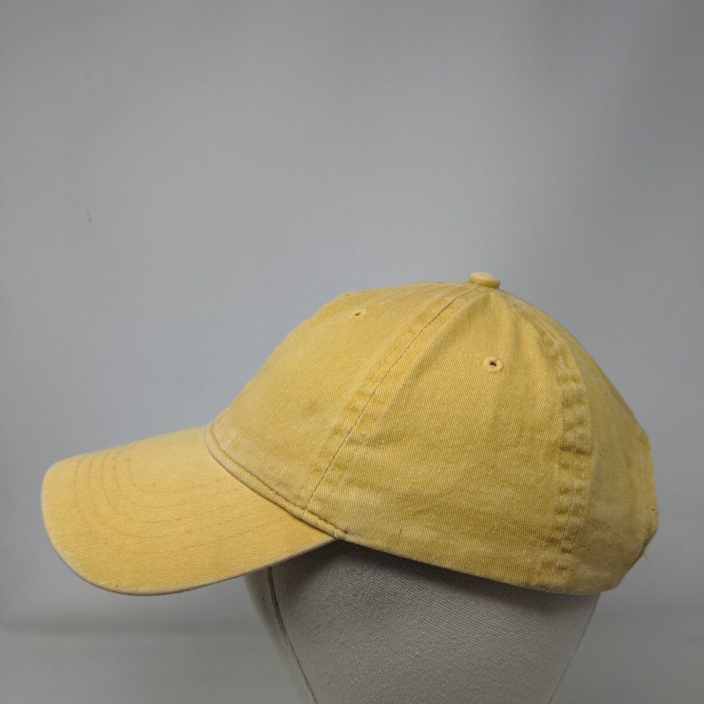 Unbranded Strapback Hat Yellow One Size Adjustable Vented Holes 6 Panel Blank