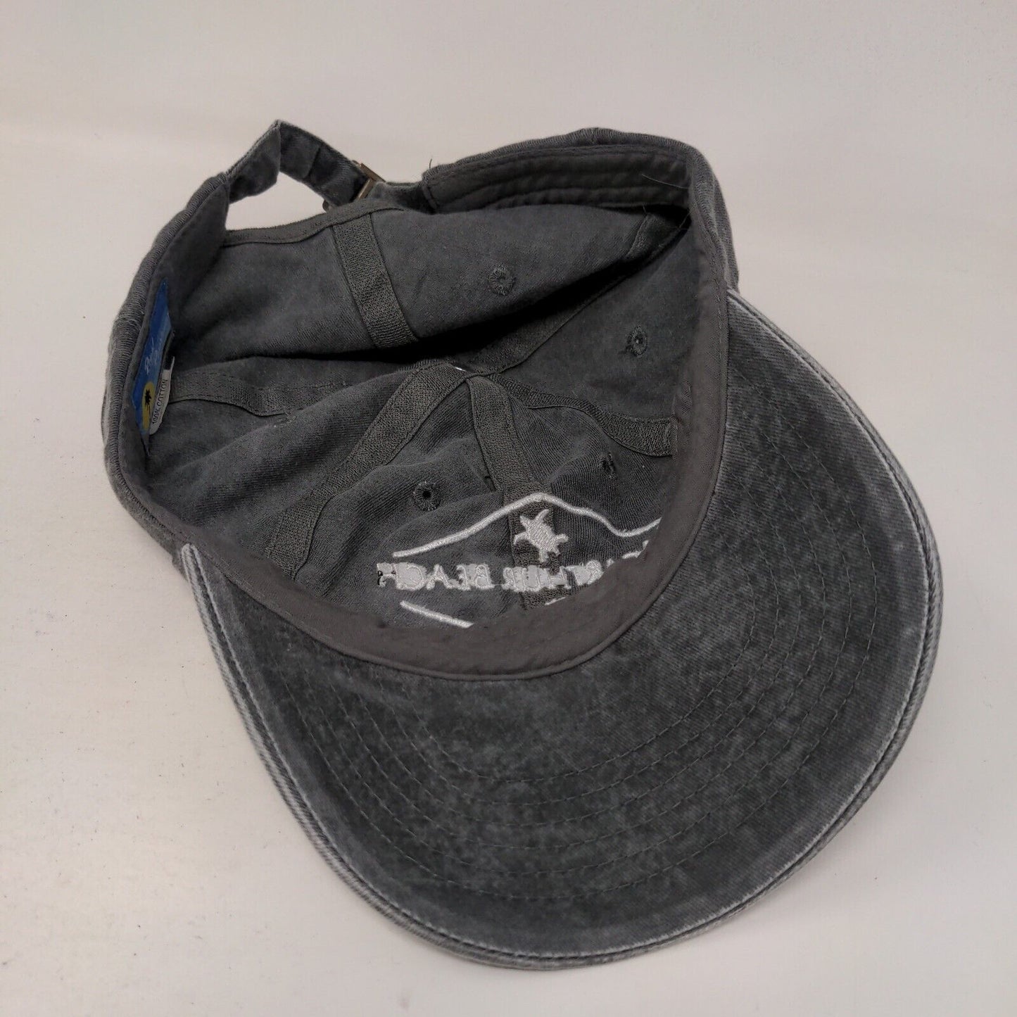 MacArthur Beach FL Slideback Hat Gray One Size Embroidered Royal Resortwear