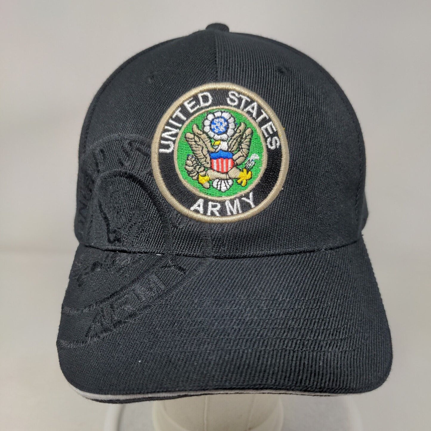 United States Army Strapback Hat Black One Size Embroidered Adjustable