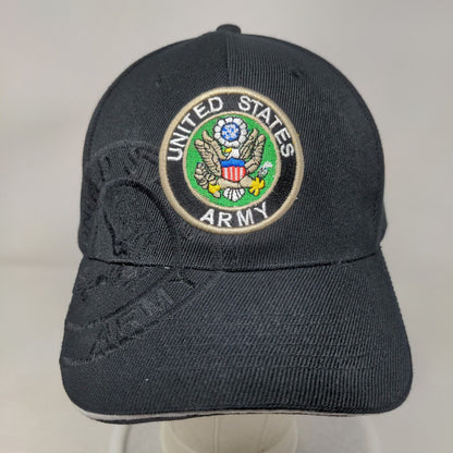 United States Army Strapback Hat Black One Size Embroidered Adjustable