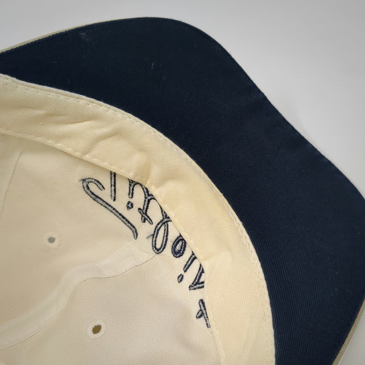 Titleist Baseball Cap White One Size Script Logo Navy Underbrim Hat Made in USA