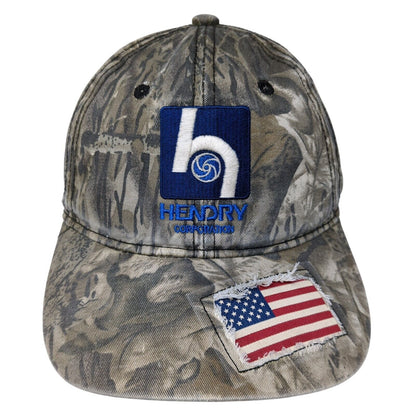 Hendry Corporation Strapback Hat Multi One Size Camo USA Flag Hunting