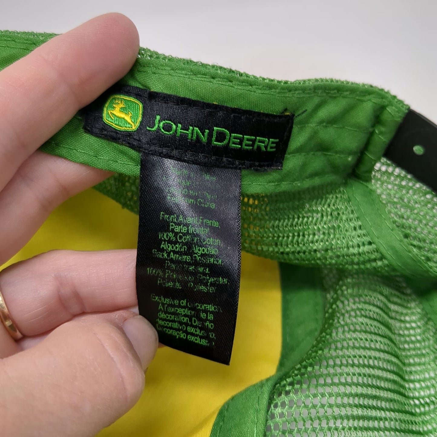 John Deere Trucker Hat Black Green One Size Snapback Mesh Logo Agriculture