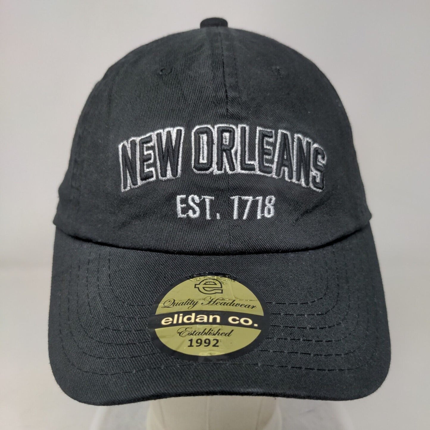 New Orleans Slideback Hat Black One Size Embroidered Elidan 6 Panel