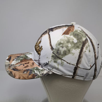 Cabela's Snapback Hat White Camo One Size Gold Embroidery Zonz Woodlands Hunting