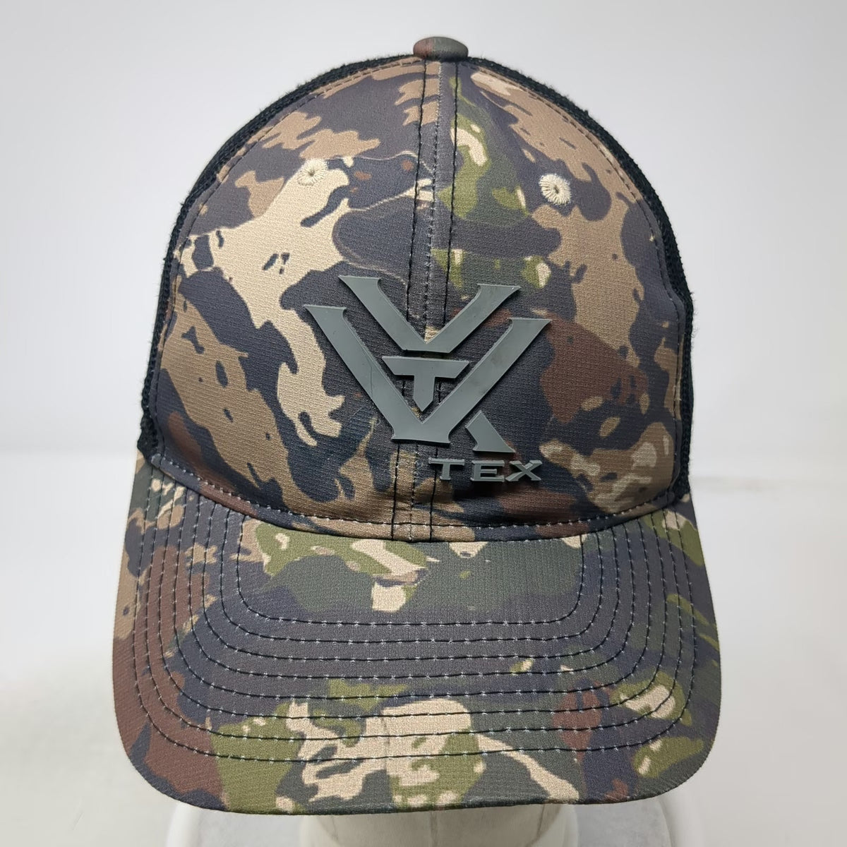 Vortex Optics Trucker Hat Brown Camo One Size Snapback Mesh Raised Rubber Logo