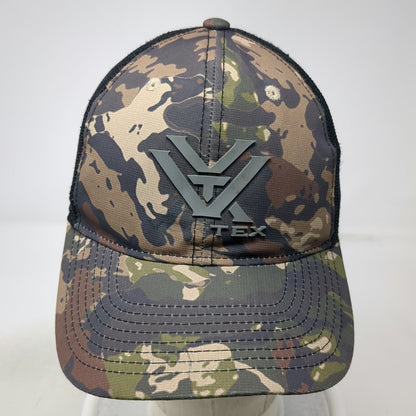 Vortex Optics Trucker Hat Brown Camo One Size Snapback Mesh Raised Rubber Logo