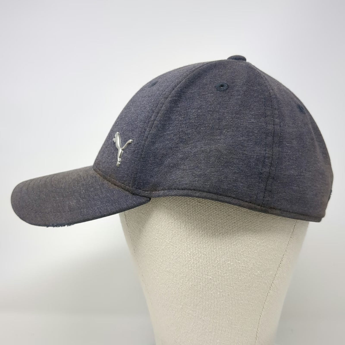Puma Baseball Cap Blue XL Metal Logo Fitted Heathered Athletic Sports Casual Hat