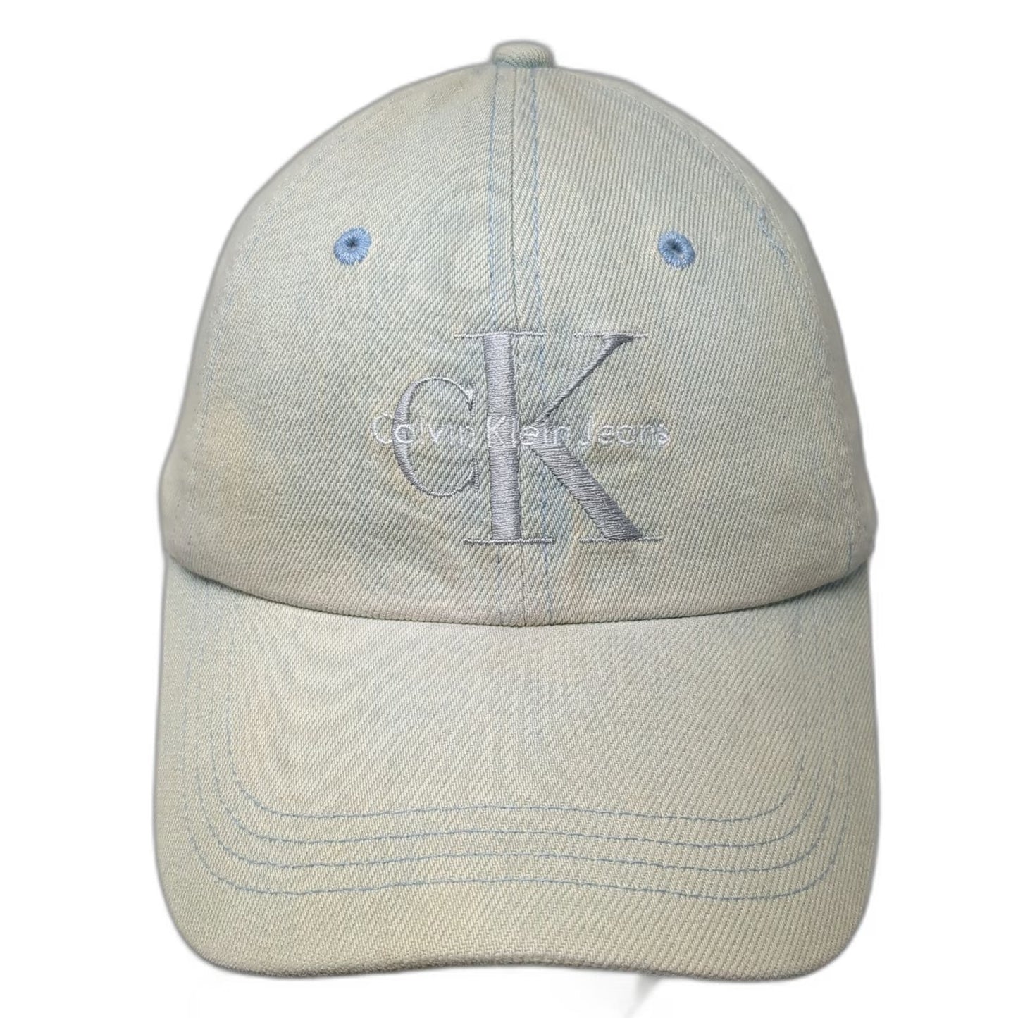 Calvin Klein Jeans Baseball Cap Blue One Size Slideback Light Wash Denim Hat