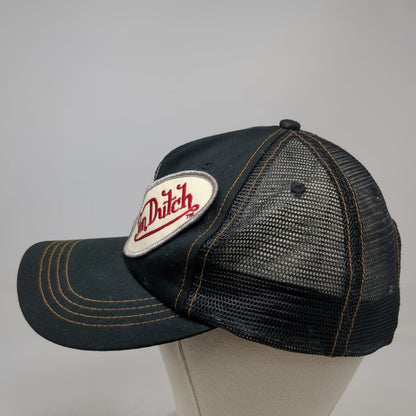 Von Dutch Trucker Hat Black One Size Skull Flames Mesh Snapback Contrast Stitch