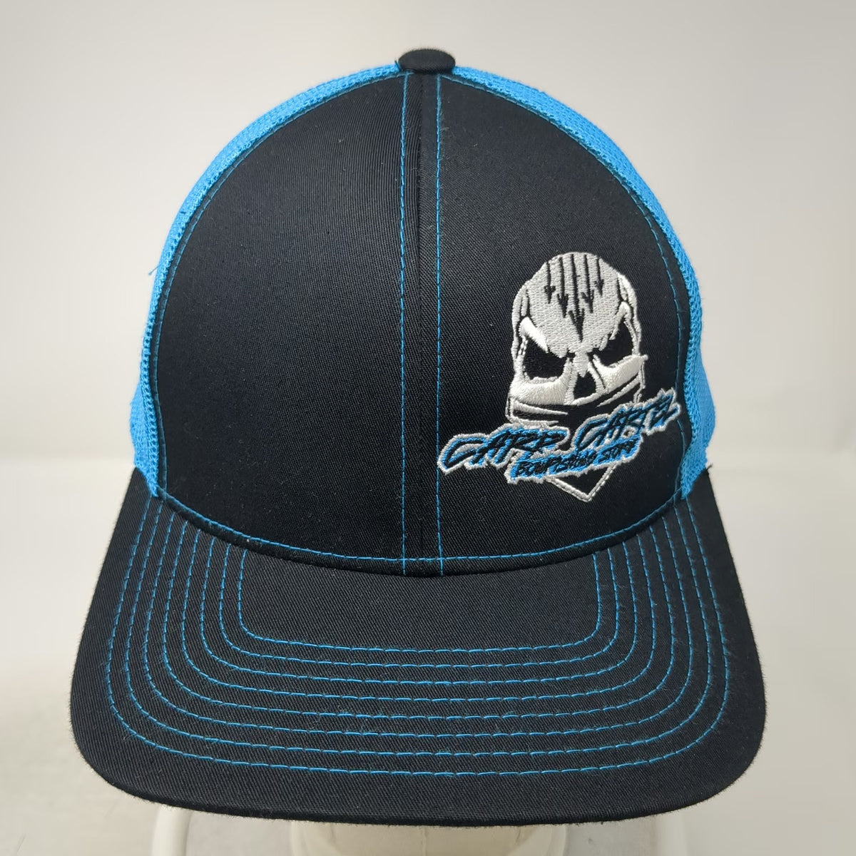 Pacific Headwear Trucker Hat Black Blue One Size Bowfishing Store Mesh Snapback