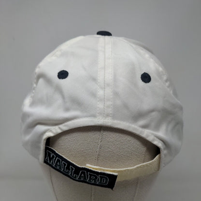 Mallard Strapback Hat White One Size Adjustable Embroidered Vented Holes 6 Panel