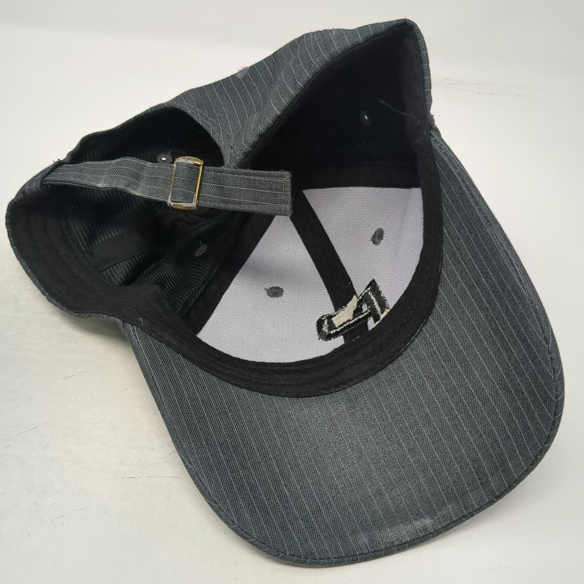 Paris Pinstripe Baseball Cap Gray One Size Eiffel Tower Acrylic Slideback Hat