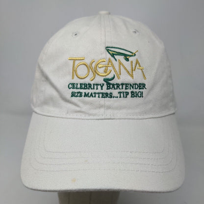 Toscana Men's Strapback Hat Tan Adjustable Embroidered Logo 100% Cotton