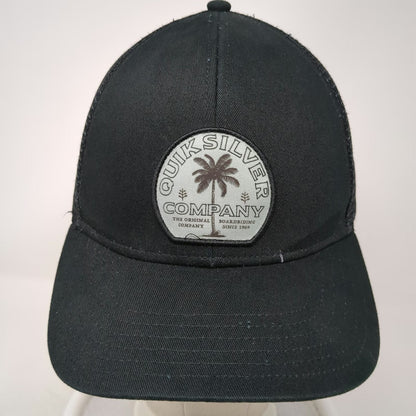 Quiksilver Trucker Hat Black OSFM Mesh Back Palm Tree Tropical Print Snapback