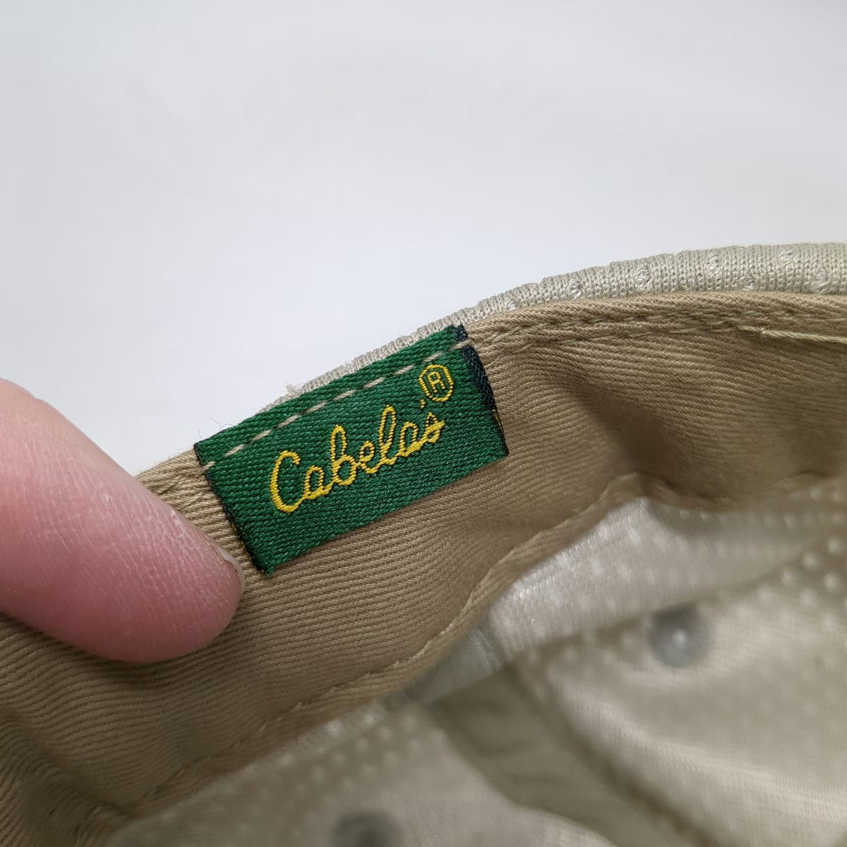Cabela's Baseball Cap Beige Red Black One Size Mesh Strapback Hat Outdoor Logo