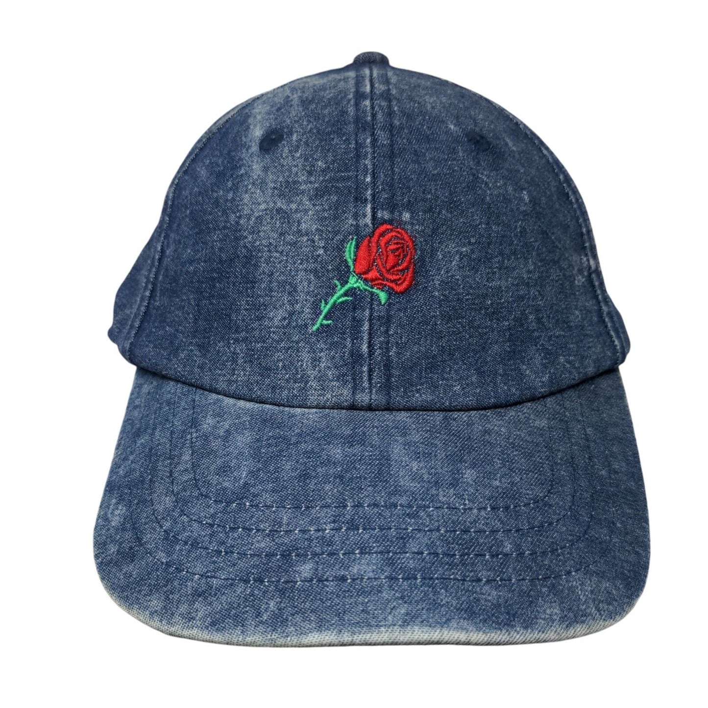 Empyre Slideback Hat Blue One Size Adjustable Embroidered Floral Denim Cotton