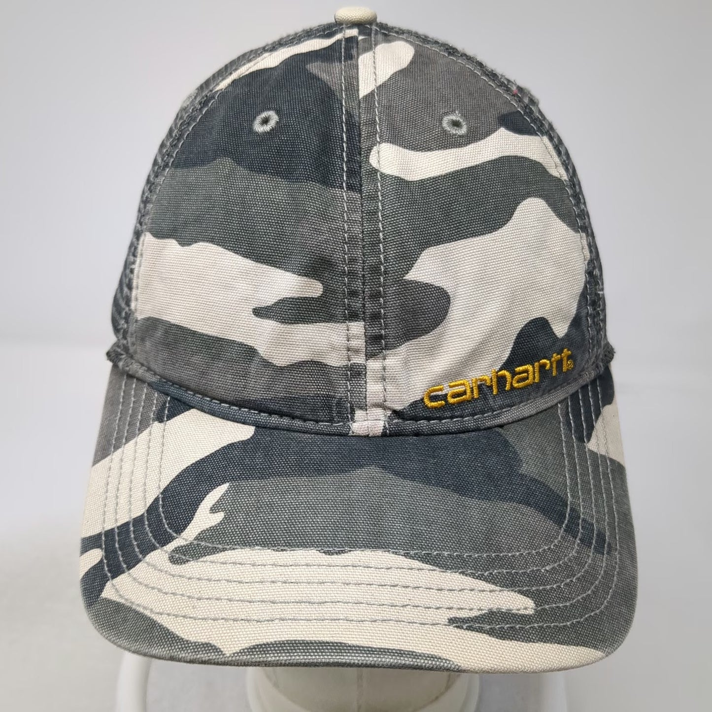 Carhartt Trucker Hat Gray Camo Mesh Back Snapback One Size Embroidered Logo