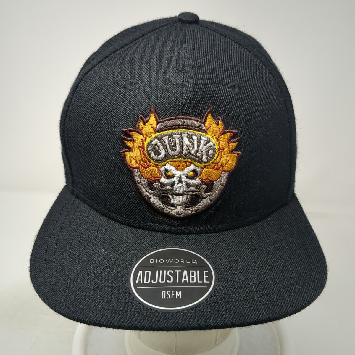 Bioworld Overwatch Junkrat Snapback Hat Black OS Skull Flat Brim Video Game