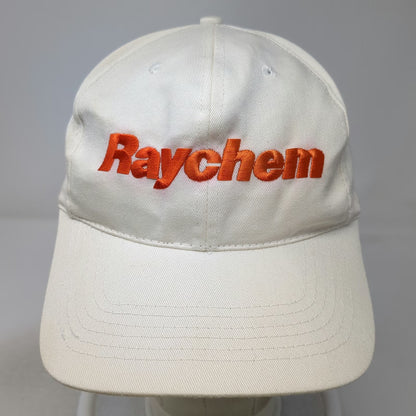 Raychem White Snapback Hat Orange Embroidered Logo Cotton 6 Panel Vintage