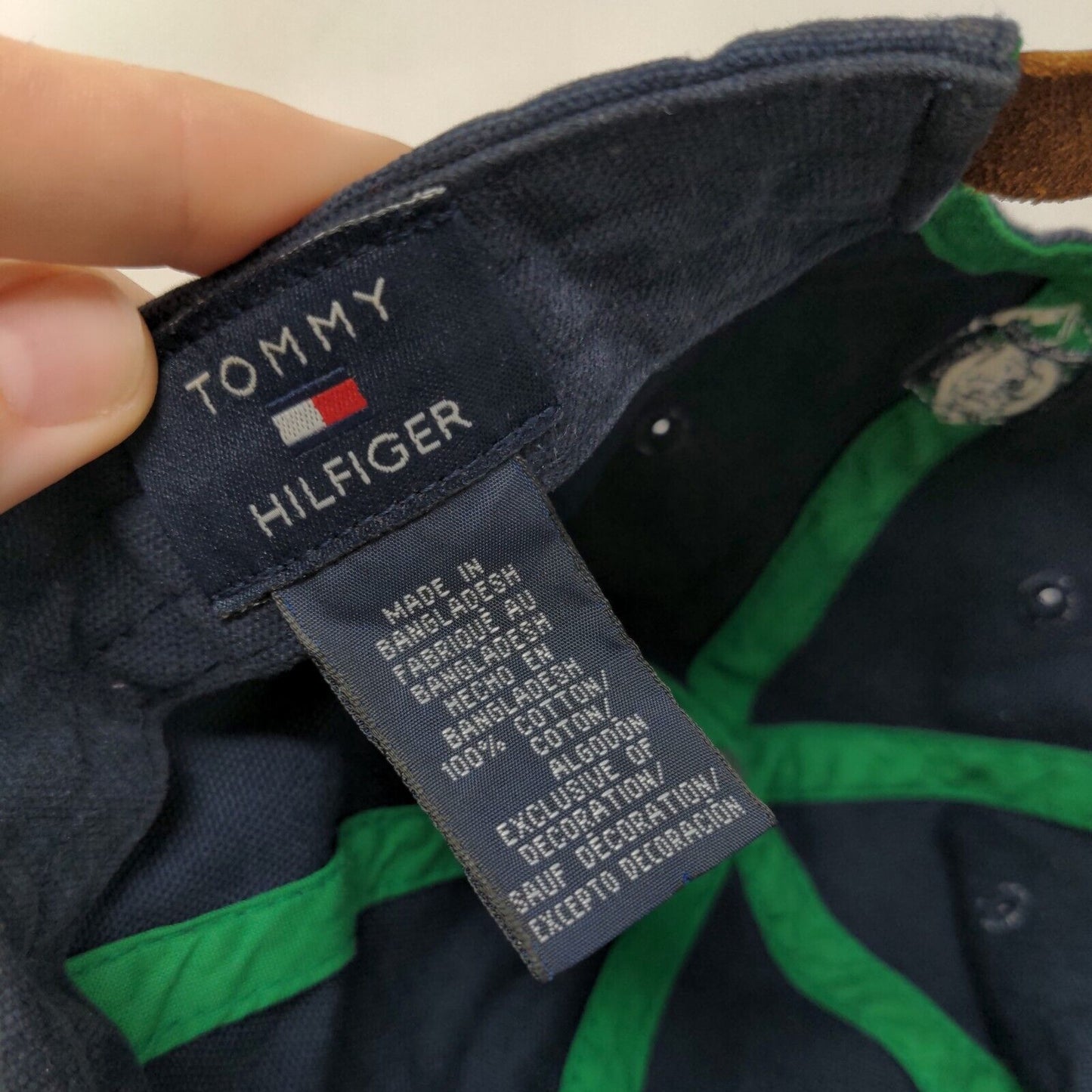 Hilfiger Slideback Hat Blue OSFA Embroidered Adjustable Leather Strap