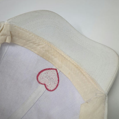 Barbie Snapback White One Size Pink Heart Embroidered Curved Brim 6 Panel Hat