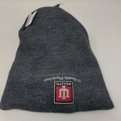 Cap America Men's Knit Beanie Hat Gray IU Health Hospital Embroidered Logo