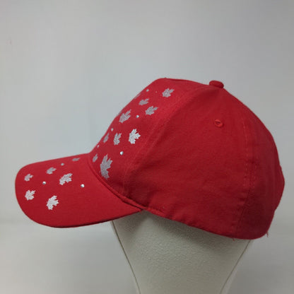 Unbranded Women's Strapback Hat Red Size OS 100% Cotton Autumn Fall Leaves