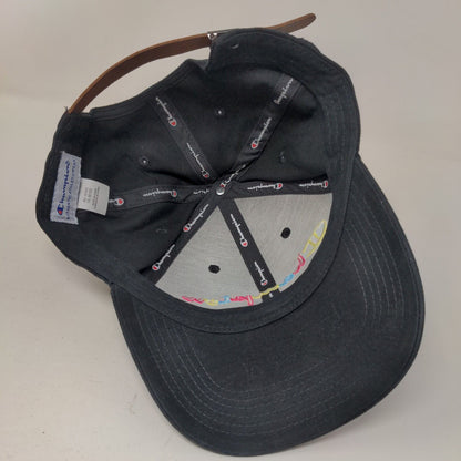 Champion Rainbow Script Slideback Hat Black OSFM Leather Strap