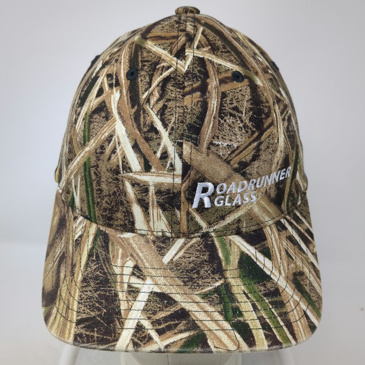 Flexfit Baseball Cap Brown XL Mossy Oak Blades Camo Roadrunner Glass Logo Hat