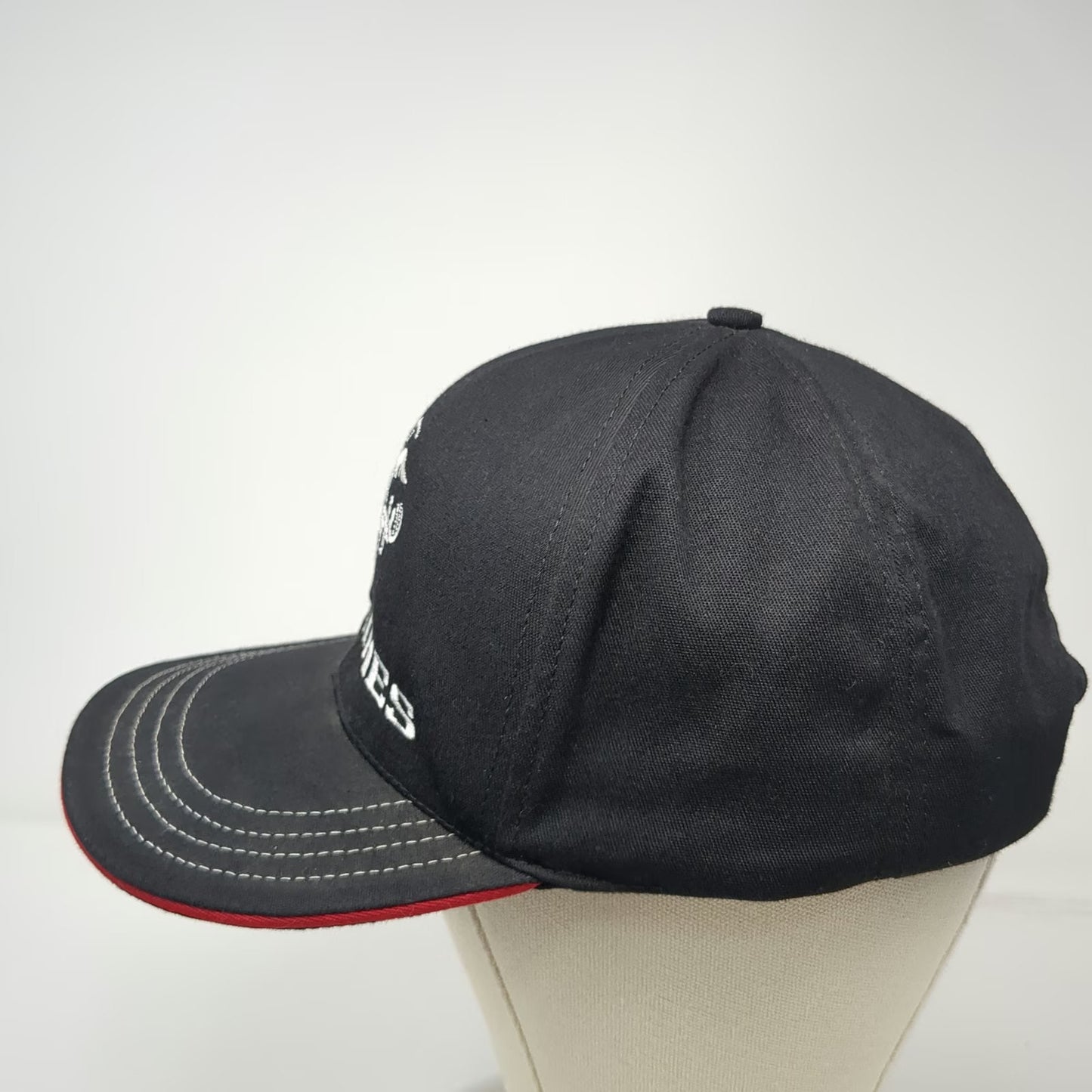 Unionwear Snapback Hat Black One Size Marines USMC Logo Contrast Stitching USA